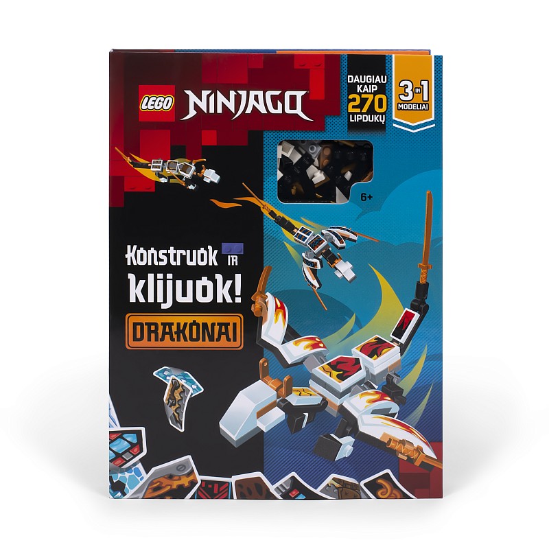 LEGO NINJAGO Книжка с наклейками "Собирай и наклеивай: Ninjago Драконы" (на лит. языке)