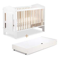 Klups LittleSky IDA кроватка с ящиком 120x60см, белая/бук