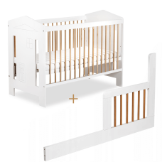 Klups LittleSky IDA кроватка с барьеркой 120x60см, белая/бук