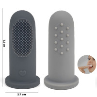 Little Eater Силиконовая зубная щетка - наперстник 2шт. Grey/Light Grey