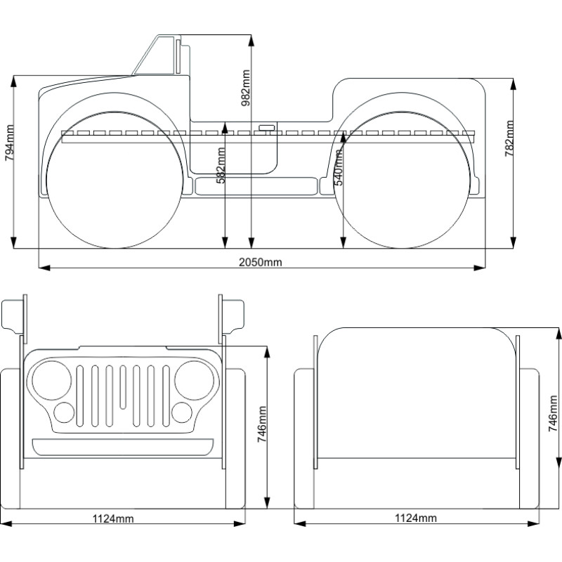 PLASTIKO кровать с матрасом 190x90cm Monster Truck желтый