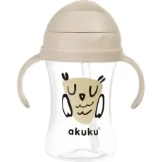 AKUKU Бутылочка с соломкой 9м+, 300мл. OWL A0204