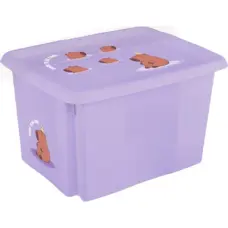 Keeeper Коробка с крышкой 45 л, Каролина "Капибара", 55,5х40х30 см, нежно-фиолетовый цвет.
