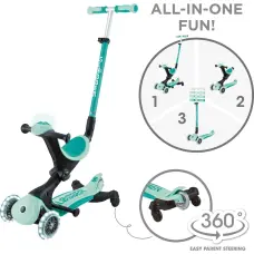 Globber scooter Go Up Deluxe Lights 360&deg;, mint-pistachio, 699-306