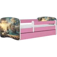 Kocot Kids Кровать babydreams pink ship с ящиком с матрасом 160/80