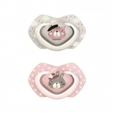 CANPOL BABIES BONJOUR PARIS силиконовая пустышка симметричной формы 0-6м 2шт. 22/647 pink