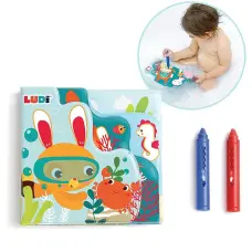LUDI Книжка-раскраска для ванны с мелками 10м+ L40058