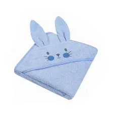 DUET BABY полотенце с капюшоном 80x80см ANIMALS II, 327 Bunny синий