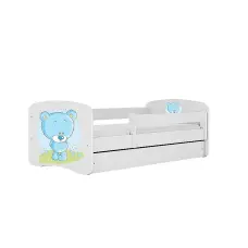 KOCOT KIDS кровать с ящиком и матрасом BABYDREAMS white Blue teddybear 180x80cm