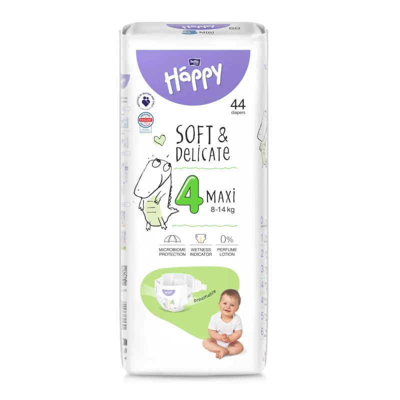 Happy Maxi (8-14kg) 44шт Подгузники 4 размер