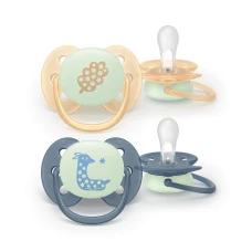 Пустышка Philips Avent AVENT SCF094/03 Soother Soft 6–18 месяцев, Night & Day, листик/жирафик