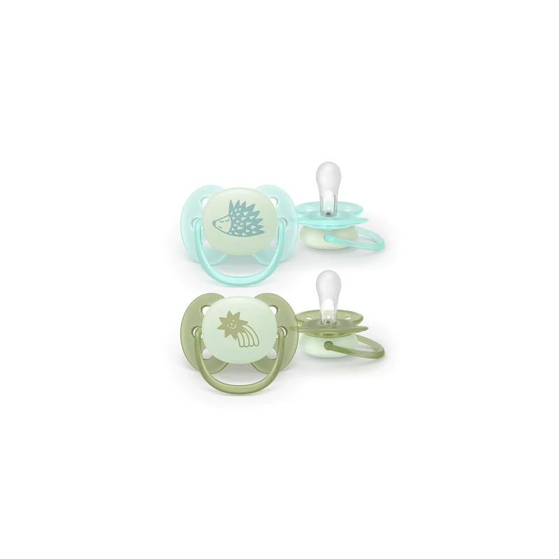 Пустышка Philips Avent AVENT SCF094/01 Soother Soft 0–6 месяцев, Night & Day, ёжик/лев