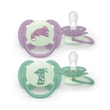 Пустышка Philips Avent AVENT SCF094/04 Soother Soft 6–18 месяцев, Night & Day, лисёнок/жирафик